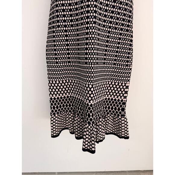 Classic Anne Klein Black & Ivory Geometric Midi Dress Size S - Picture 3 of 9